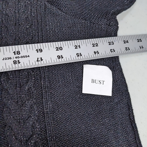 NWT Chaps Cable Knit Pullover Sweater Long Sleeve 1X Black Sparkle - Picture 10 of 10